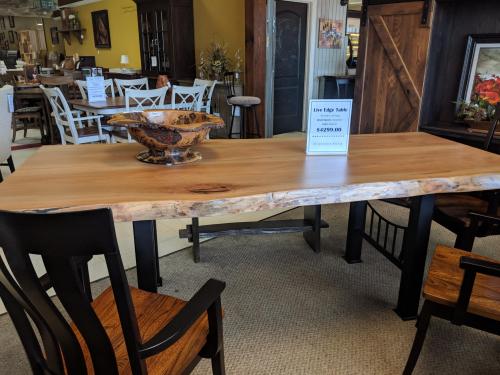 Beautiful sycamore conference table on metal legs