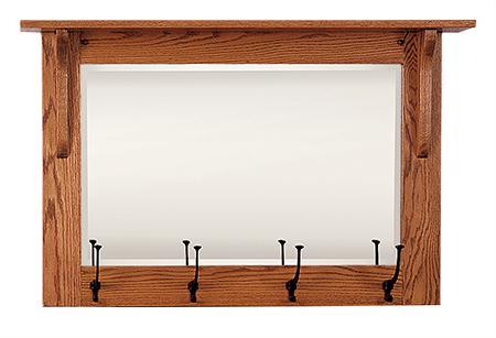 Mission Wall Mirror with Hooks