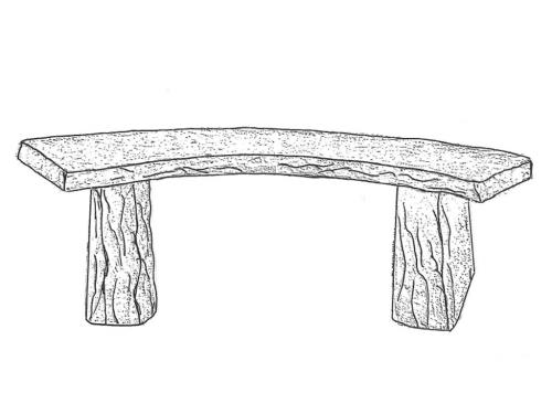 Stone Bench - curved, 50" long