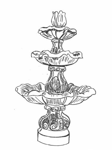 Three Tier Scroll Fountain - 44" diameter, 68" high