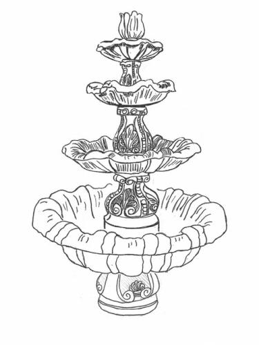 Four Tier Scroll Fountain - 52" diameter, 77" high