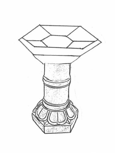 Hexagon Bowl - 19" diameter; Roman Base - 19" high