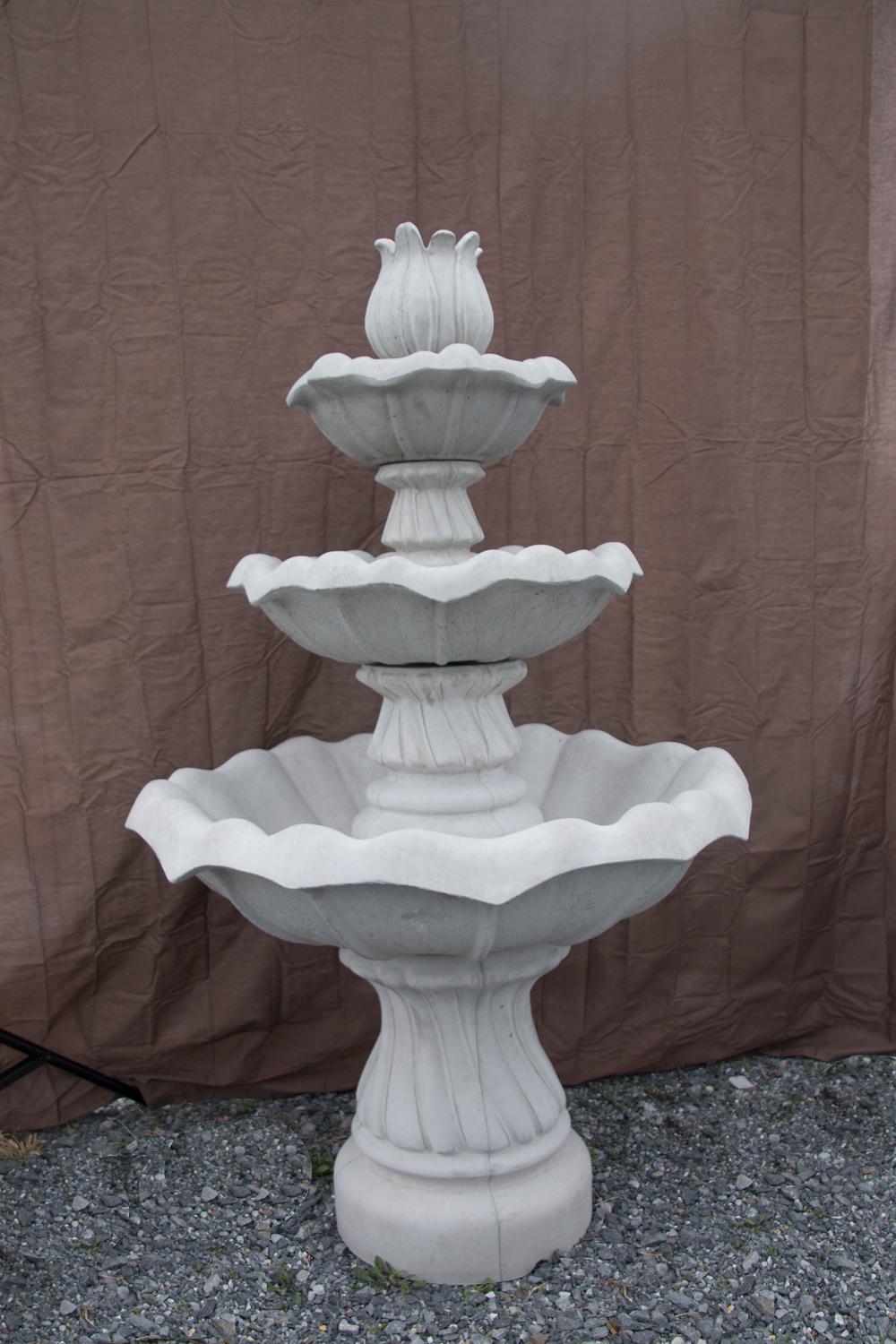 Three Bowl Tulip Fountain with Tulip Center and Swirl Base