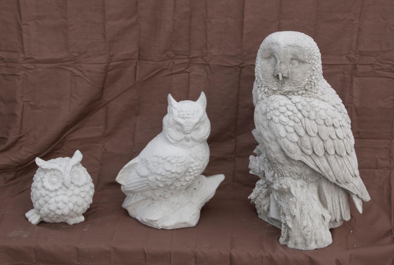 Owl - 7", Horned Owl - 14", X-lg Ow - 20"