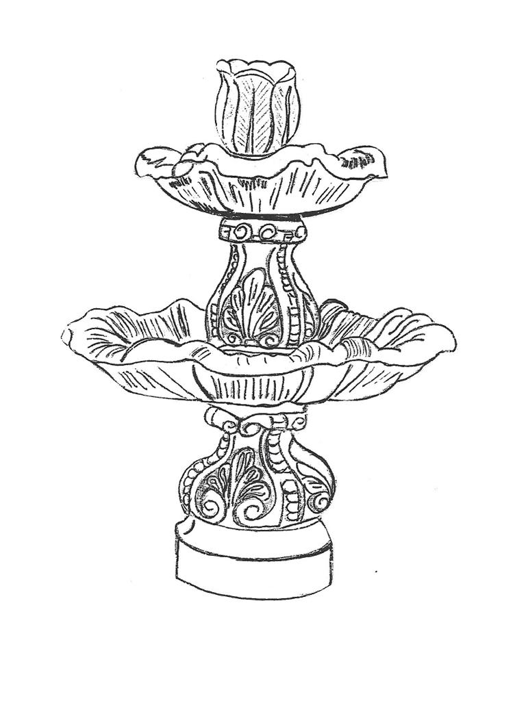 Two Tier Scroll Fountain - 44" diameter, 56" high