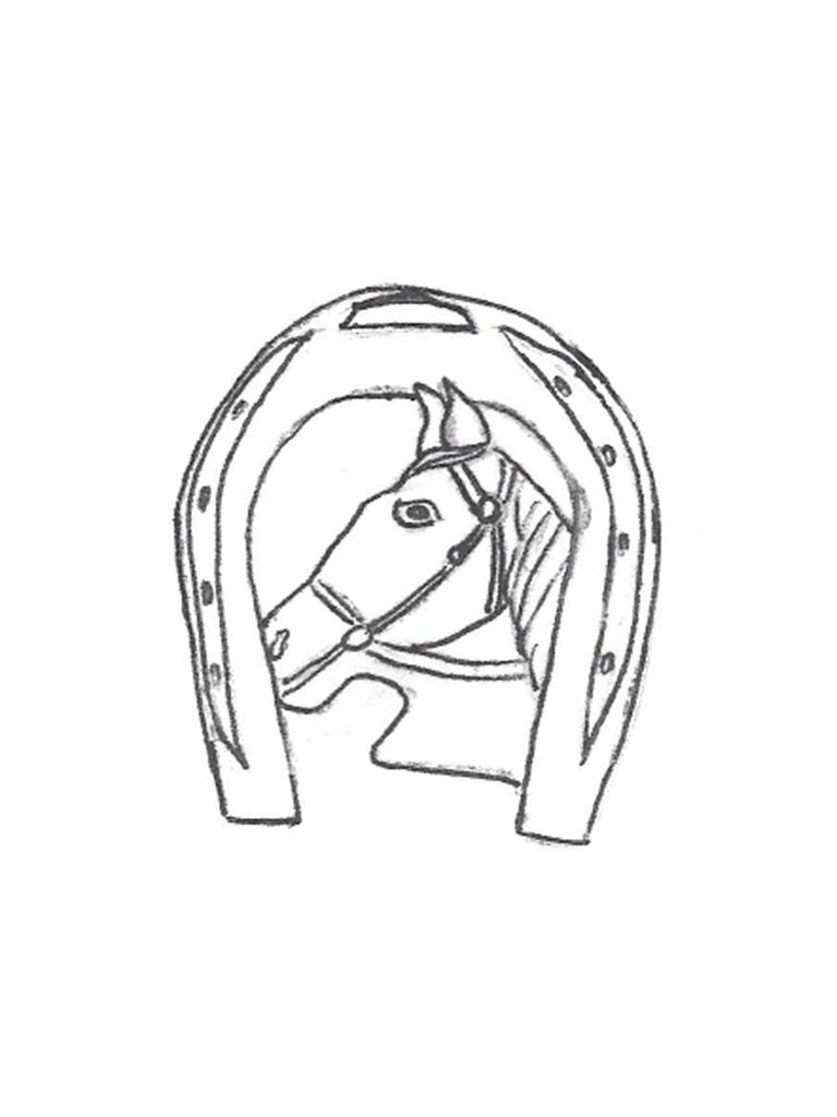 Horseshoe with Horse Head - 8" high